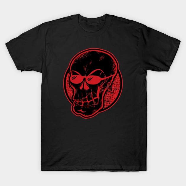 Cool skull with sunglasses (black & red) T-Shirt by dkdesigns27